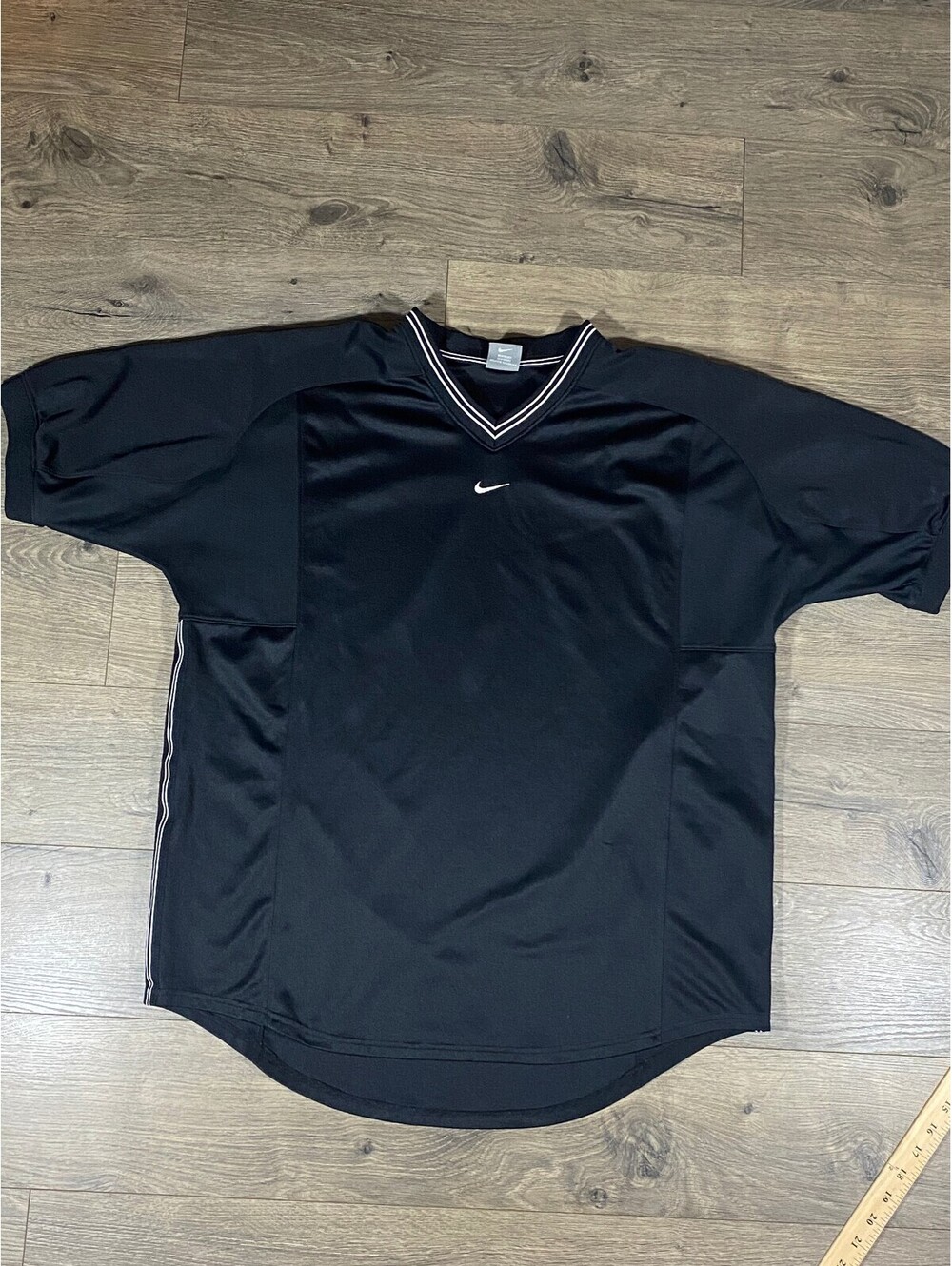 Vintage Nike Jersey Men’s XL Black White Center Swoosh V-Neck Oversized Y2K